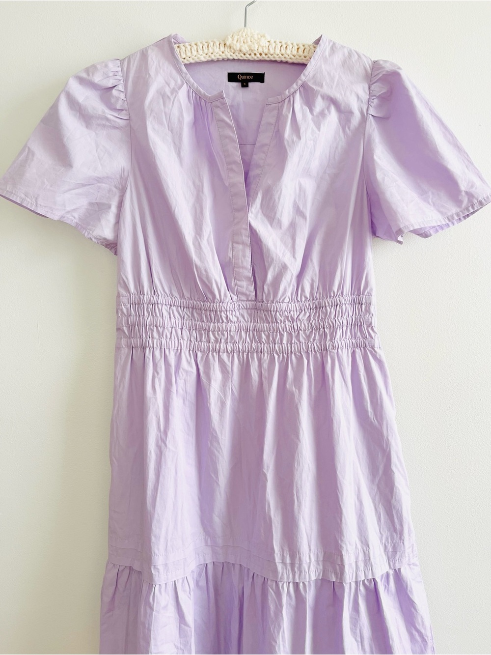 [Quince] Pastel Lilac 100% Poplin Cotton Tiered Maxi Dress with Pockets - Picture 2 of 10
